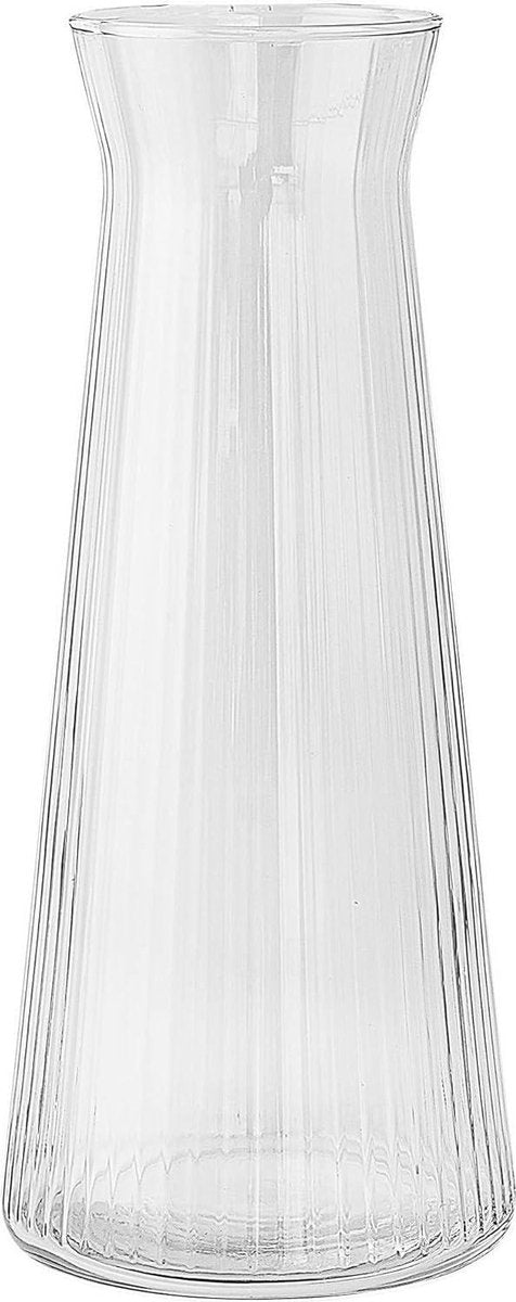 Waterkaraf - Water karaf Geribbeld Glas 1000 ml Serveerkaraf Met Lichtgevende Knopvaas Lyra - Transparant