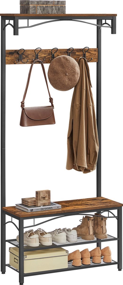 Coat Rack with Bench and Shoe Storage