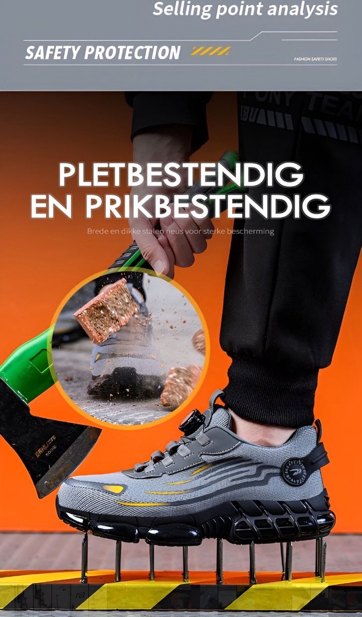 Safety Shoes - Work Shoes for Women and Men - Steel Toe - Sneaker - Non-slip - Unisex - Breathable and light design - Size 38