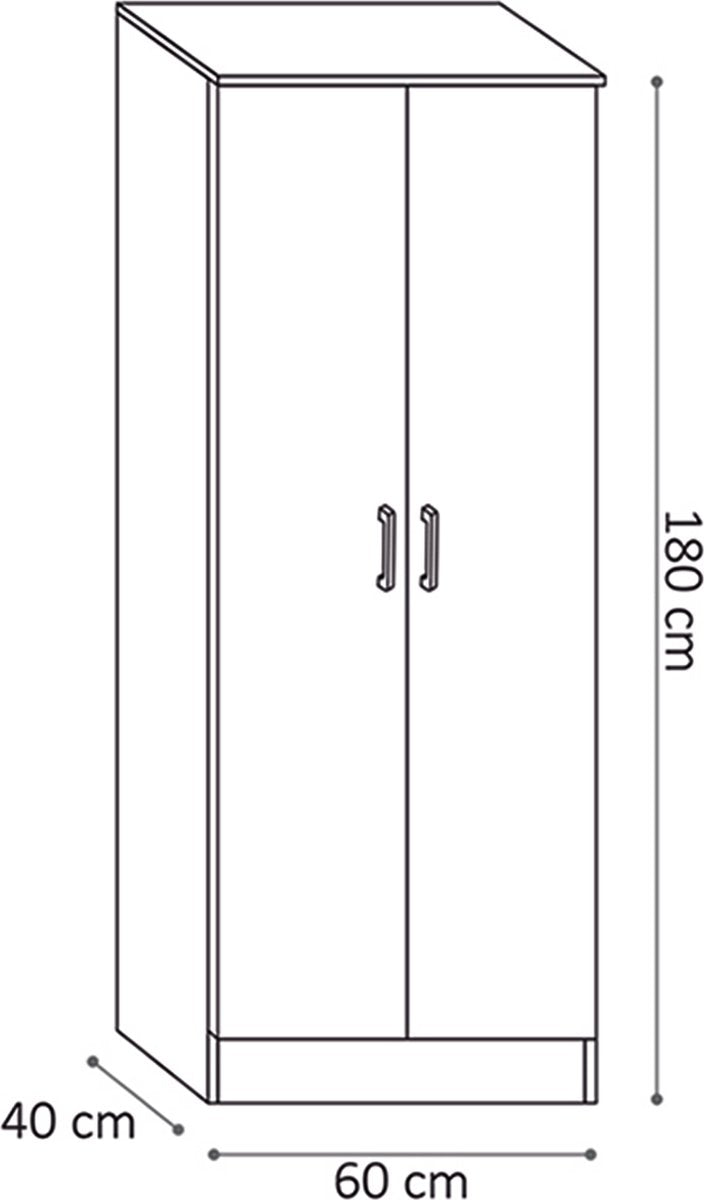 Kast Loek Wit - Breedte 60 cm - Hoogte 180 cm - Diepte 40 cm - Met planken - Met openslaande deuren
