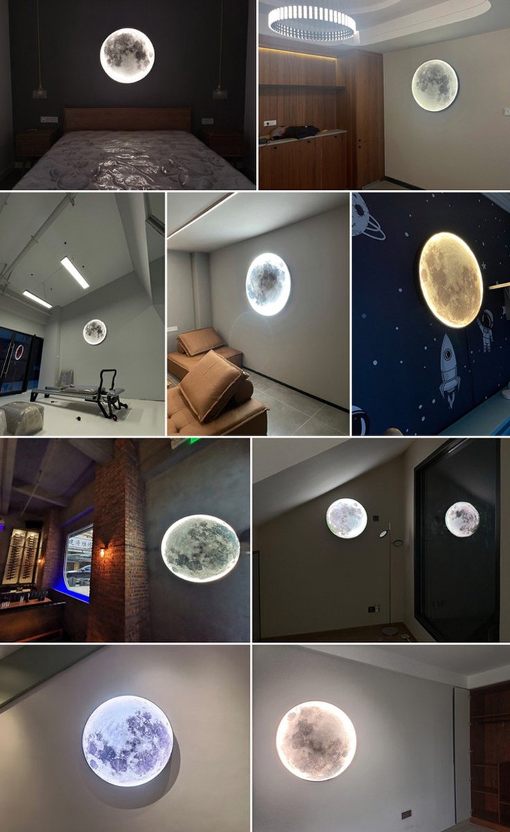Iralan - Maan Wandlamp - Ø 60 cm - Dimbaar Met Afstandsbediening - Slaapkamerlamp - Woonkamerlamp - Moderne lamp - Led Lamp - Led Plafond Lamp