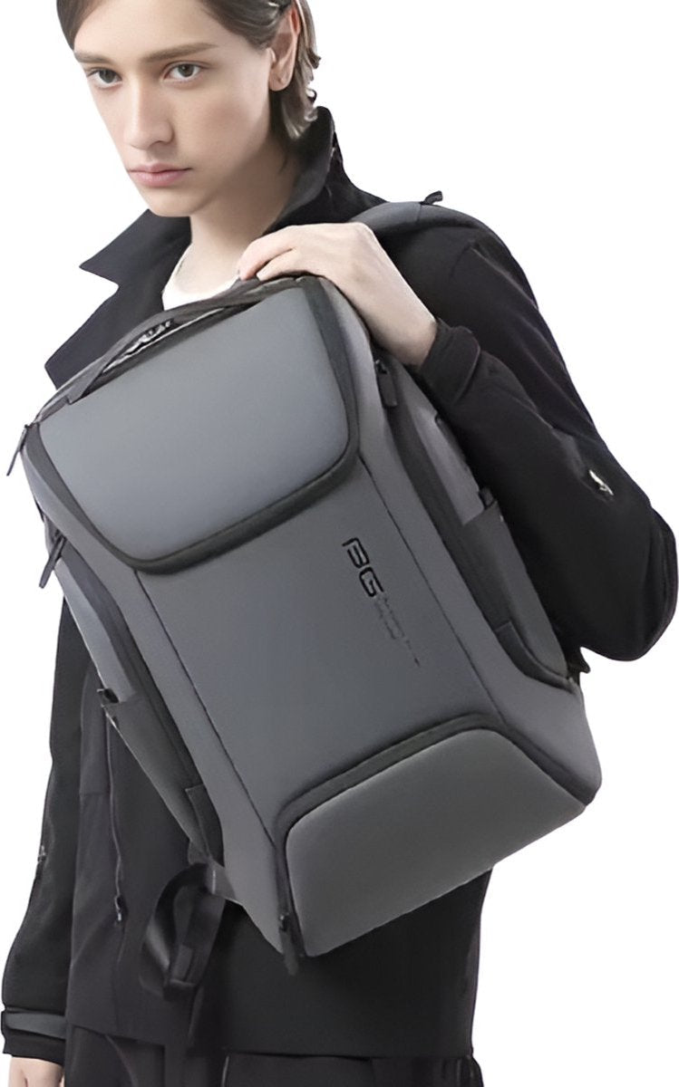 E-Shop4u - USB Laptoprugzak - Incl. JuiceBoxx® Powerbank - Anti-diefstal TSA-slot - Waterdicht - Grote Capaciteit - Grijs - USB Oplaadfunctie