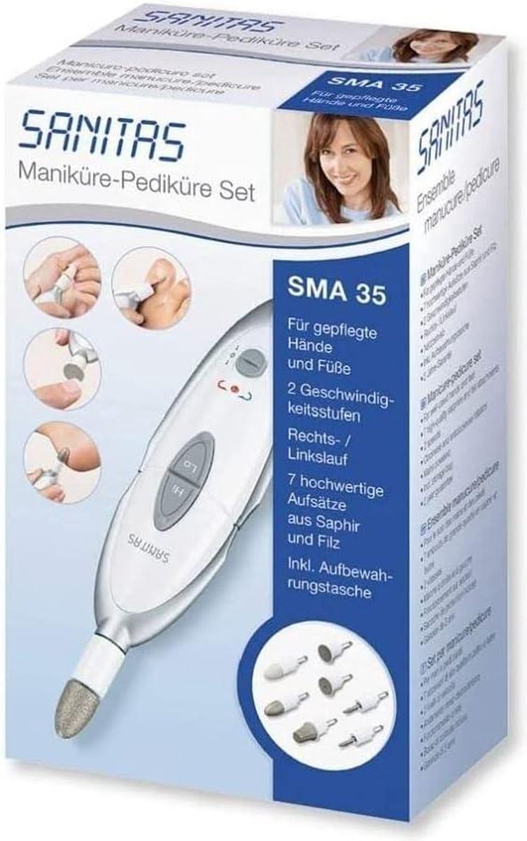 Manicure set Electric nail care set with 7 attachments - White/Silver