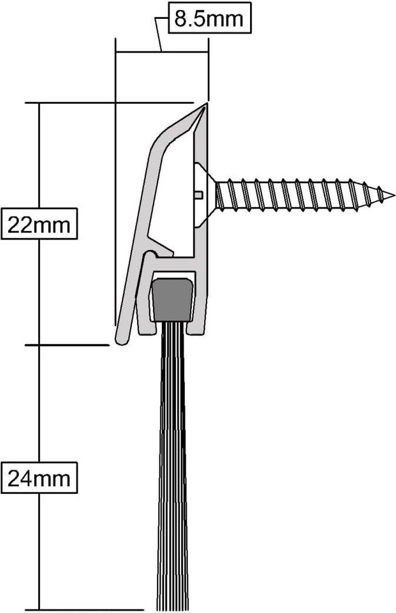 BDS clip onder de deur borstel tochtstrip zwart 914 mm set van 2 stuks - Stormguard 02 am0010914bl