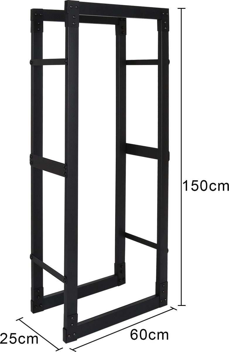 Brandhoutrek houtopslag zwart Metaal Houtopslag 150x60x25cm