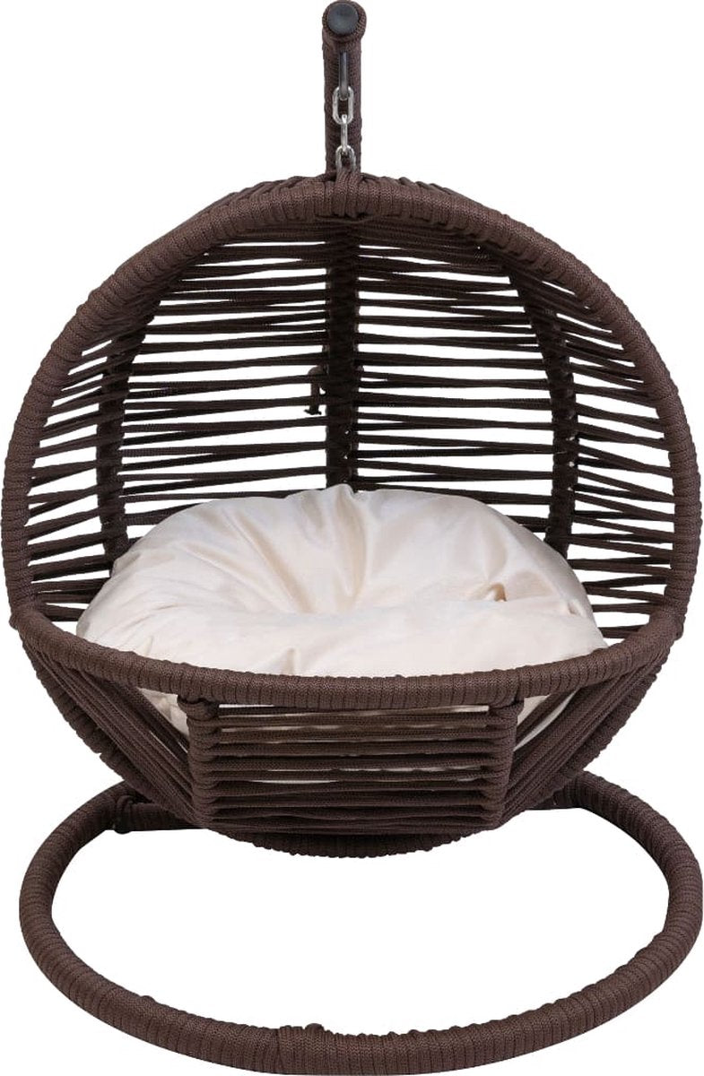 Bella Home Simba - Mini hangstoel - Kat - Hond - Bruin - Crèmekleurig kussen