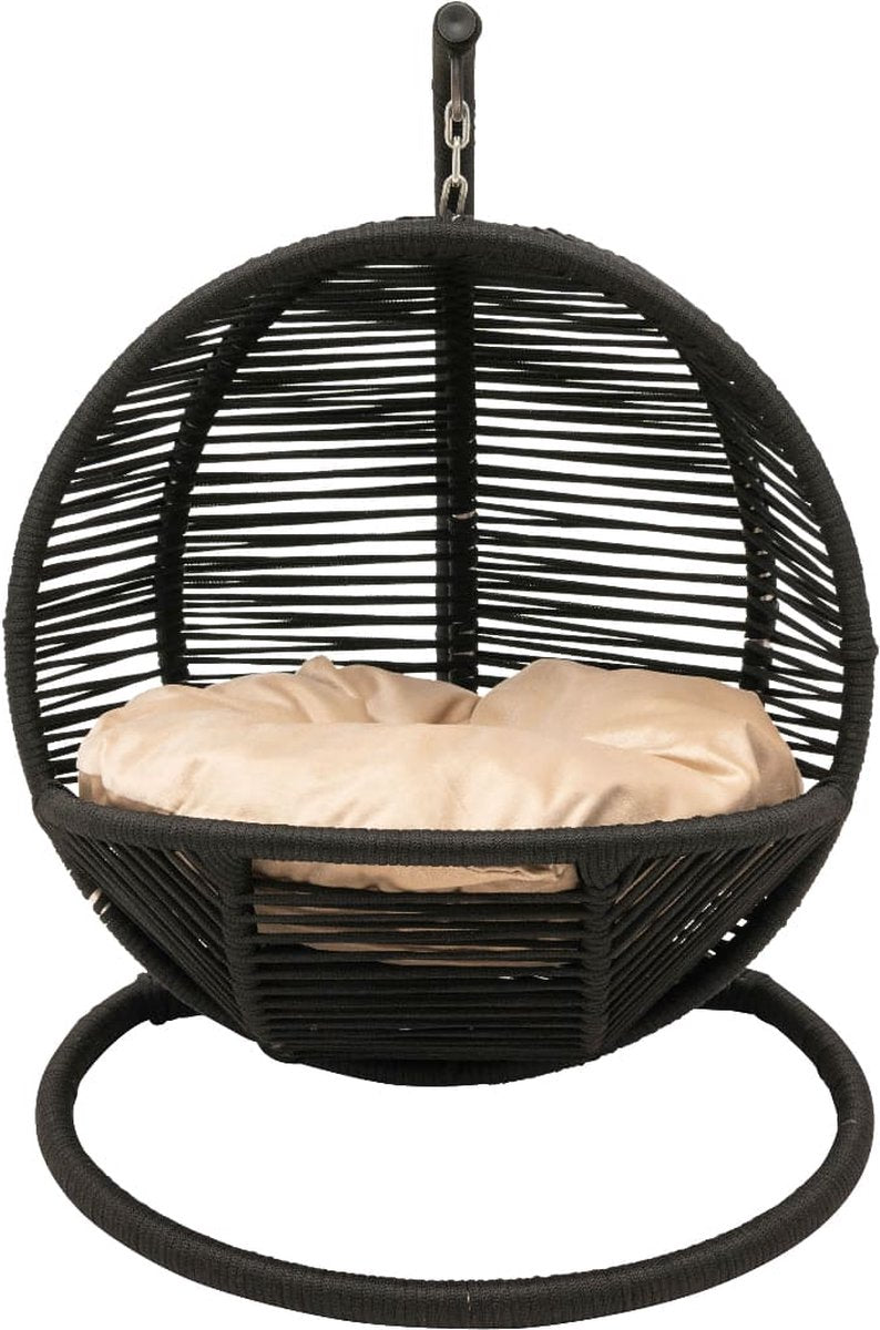 Bella Home Simba - Minizweefstoel - Kat - Hond - Zwart - Crème kussen