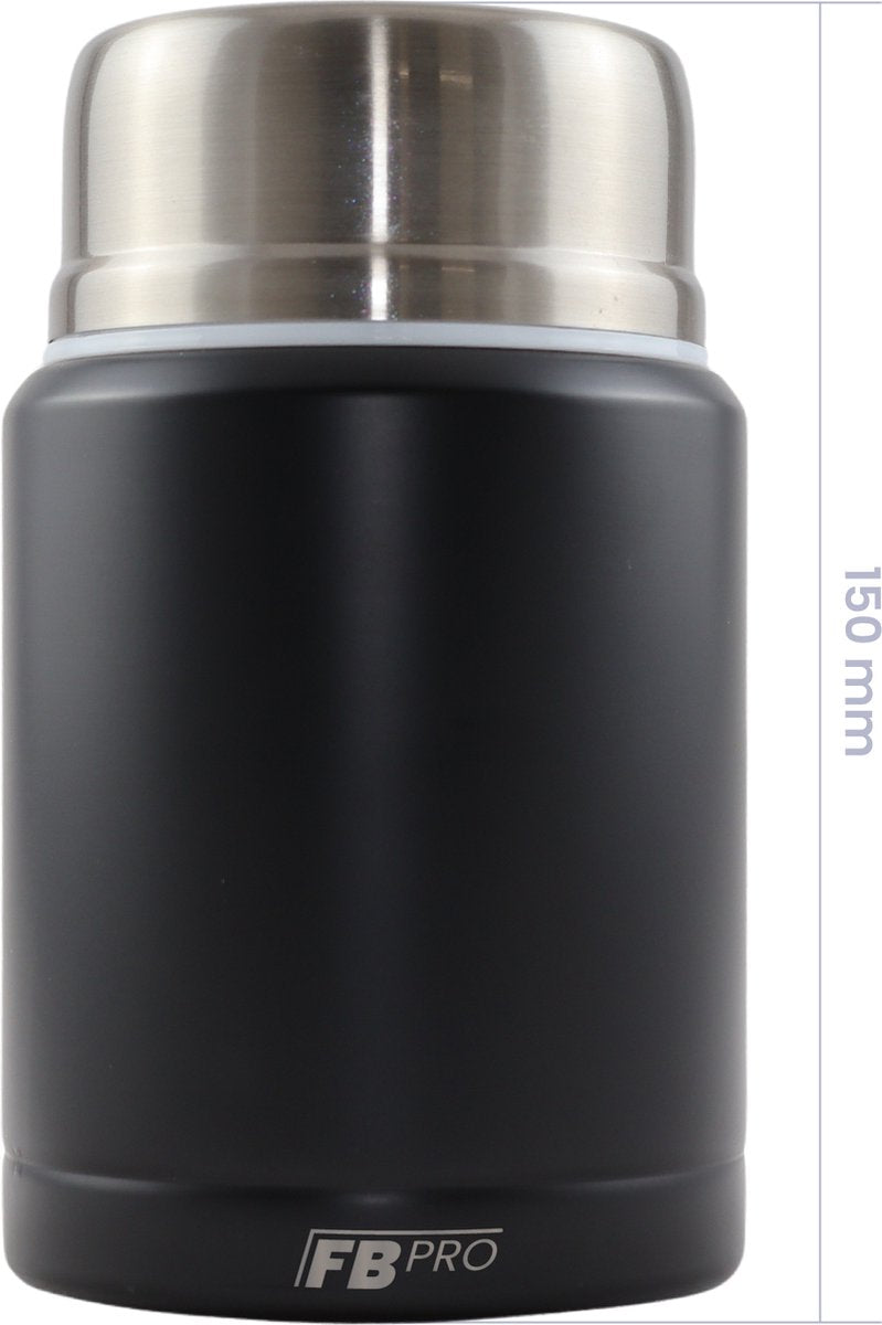 Lichtpaarse & Zwarte Thermos Voedselcontainer met Lepel x2 - Thermoskan - Voedselcontainer voor noedels, soep, havermout, ijs, babyvoeding en meer! - Yoghurtbeker to go - Thermosbeker voor het meenemen van eten - Lichtpaars & Zwart - 450ml