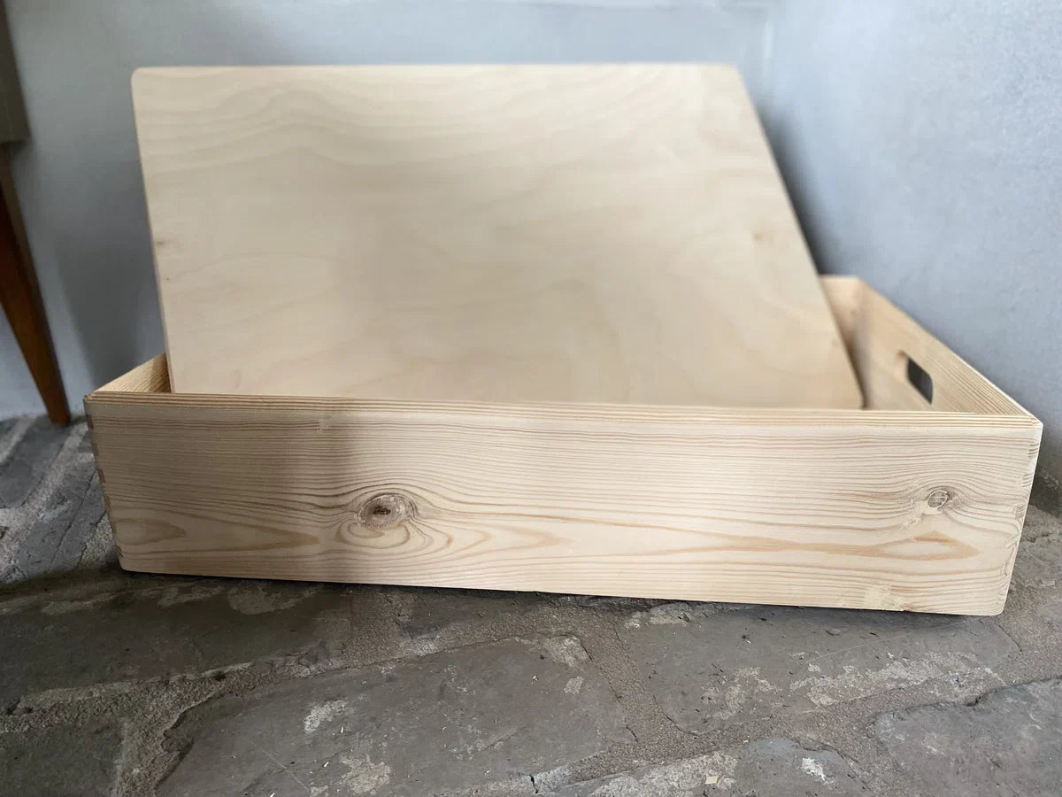 Crate size L including loose lid - 60x40x15 cm - wooden box