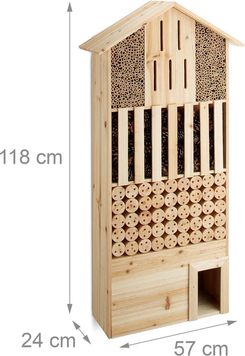 Egelhuis XXL insectenhotel nestkast bijen vlinders hout ca. 118x57x24 cm naturel Egelhuis