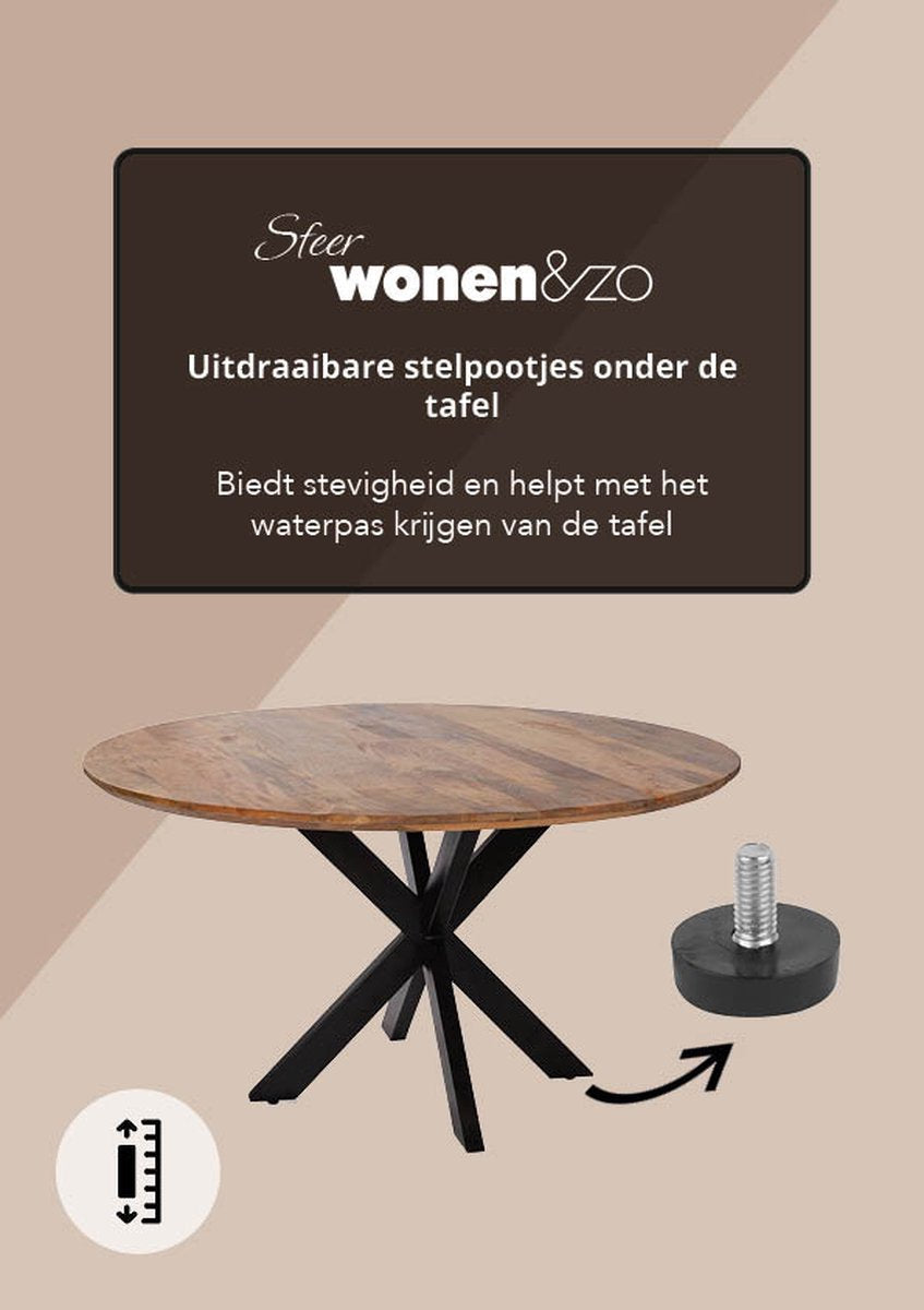 Ronde tafel spinpoot - 130 cm mangohout