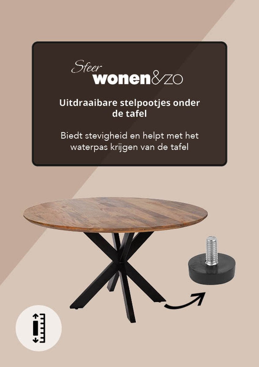 Sfeerwonen en Zo® Eettafel ovaal 220x110 cm mangohout ZWART