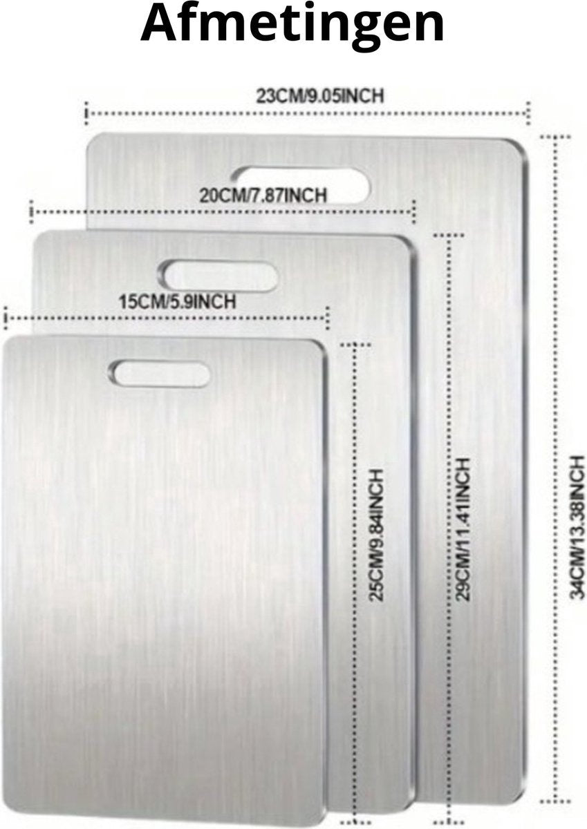 3 STUKS - Titanium Snijplank - Snijplanken - Incl. handschoenen en keukenmes - Vaatwasserbestendig - Snijplankenset - Cutting Board