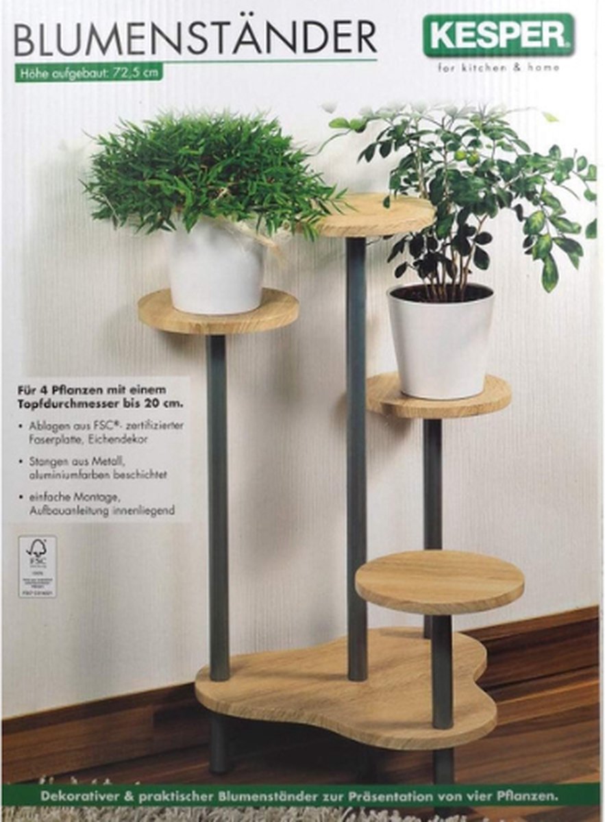 Plantentafel - Bloemenstandaard - Bloementafel voor Binnen - Metaal - 44x44x73cm - Beige