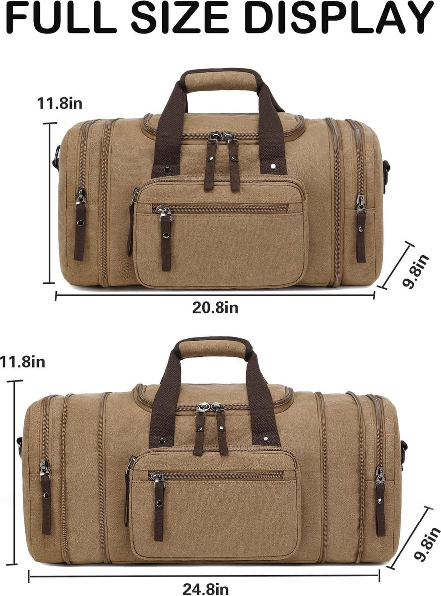 Spacious and Expandable Canvas Travel Bag for Weekend and Sports Adventures