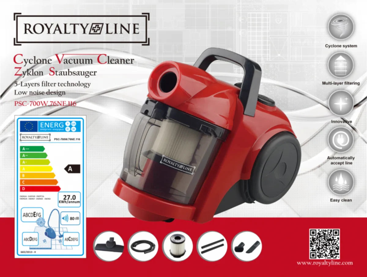 Royalty Line Zakloze cycloon stofzuiger 700/1400 watt.