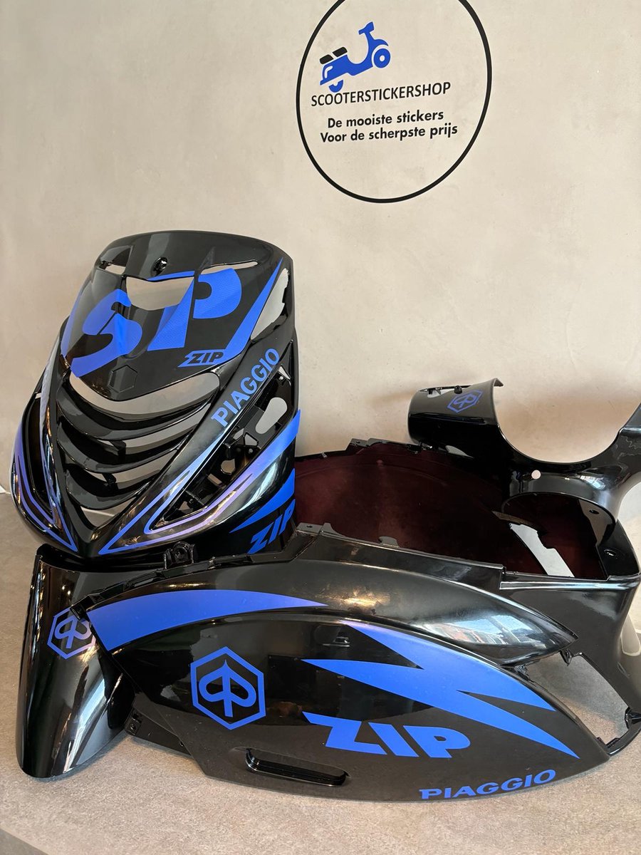 Piaggio Zip - SP-pakket - Piaggio Zip-accessoire - Scooteraccessoires - Scooterstickers - Stickerpakket - Blauw