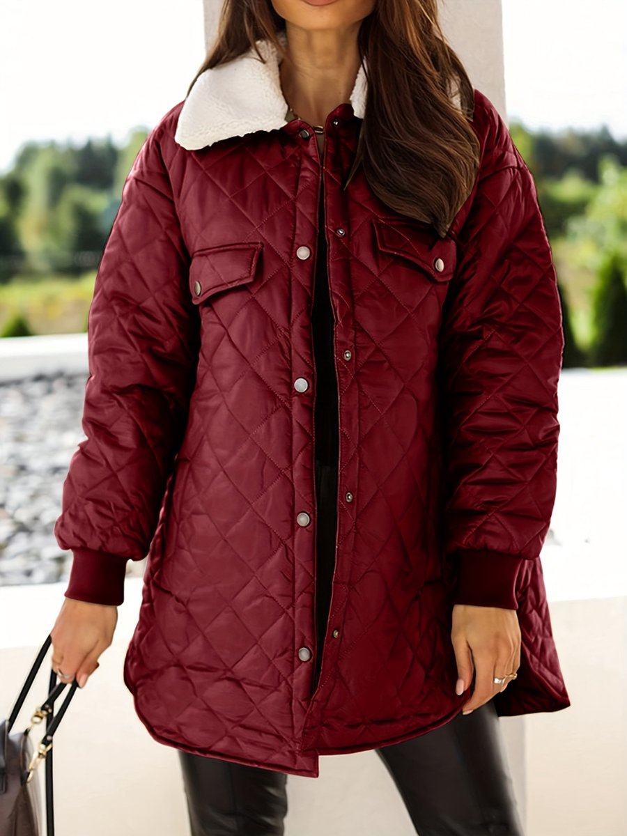 Winterjas - Parka Dames Winterjas - Winter - Volwassen - Stijlvol - Bordeauxrood - Maat L