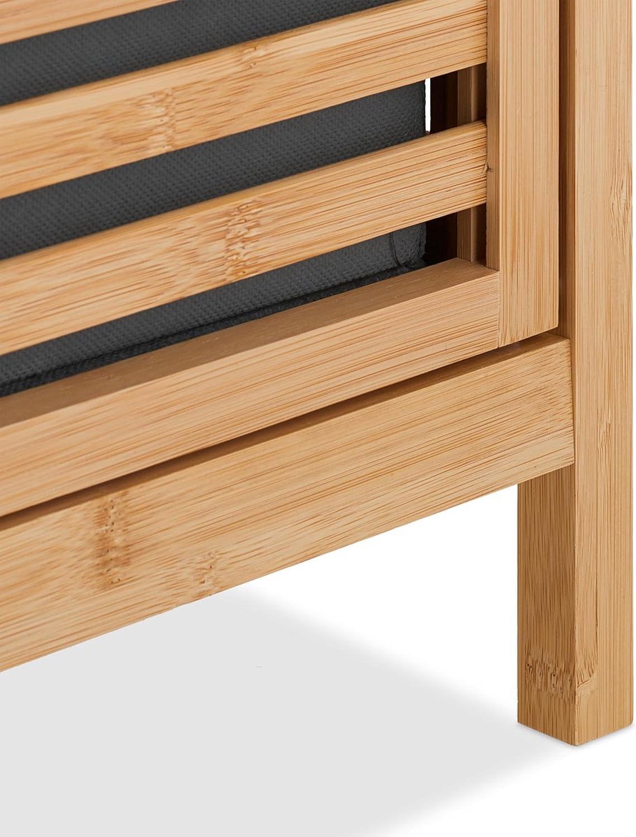 Laundry basket - 2 compartments - tiltable laundry bins - 40 litres per compartment - bamboo and fabric - natural look Laundry basket 3.0