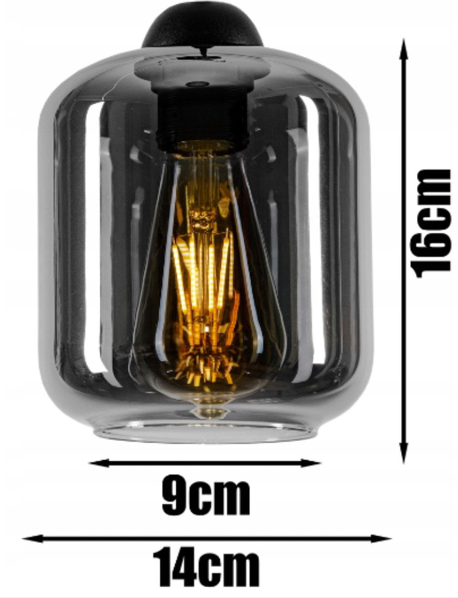 Industrial Pendant Lamp Smoke Glass / Black - 4-lights - Glass - Pendant Lamps Dining Room, Bedroom, Living Room