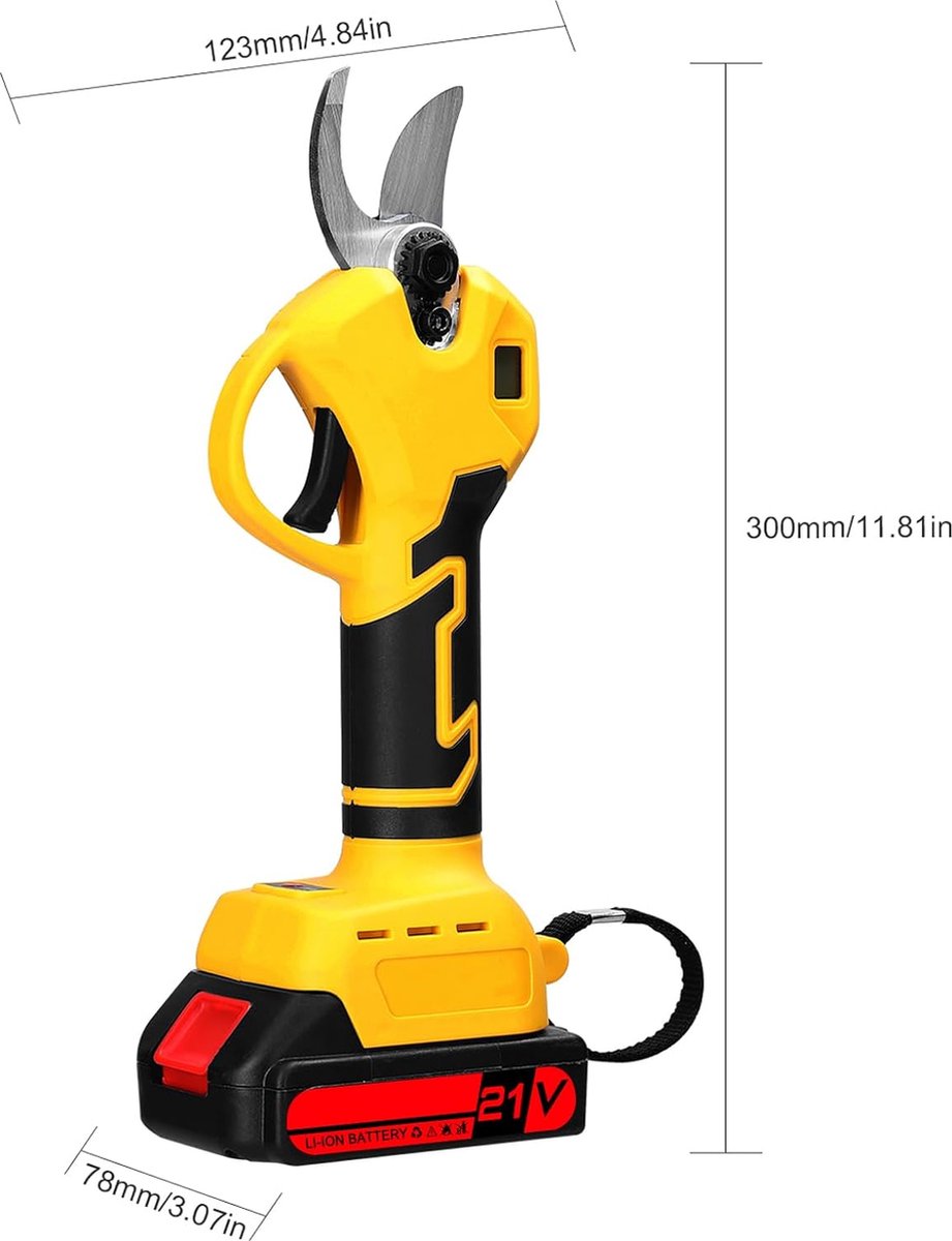 Electric pruning shears - With 2 batteries - Cordless pruning shears - Electric pruning shears with battery - Cordless branch shears - Including case - A must-have for the garden!