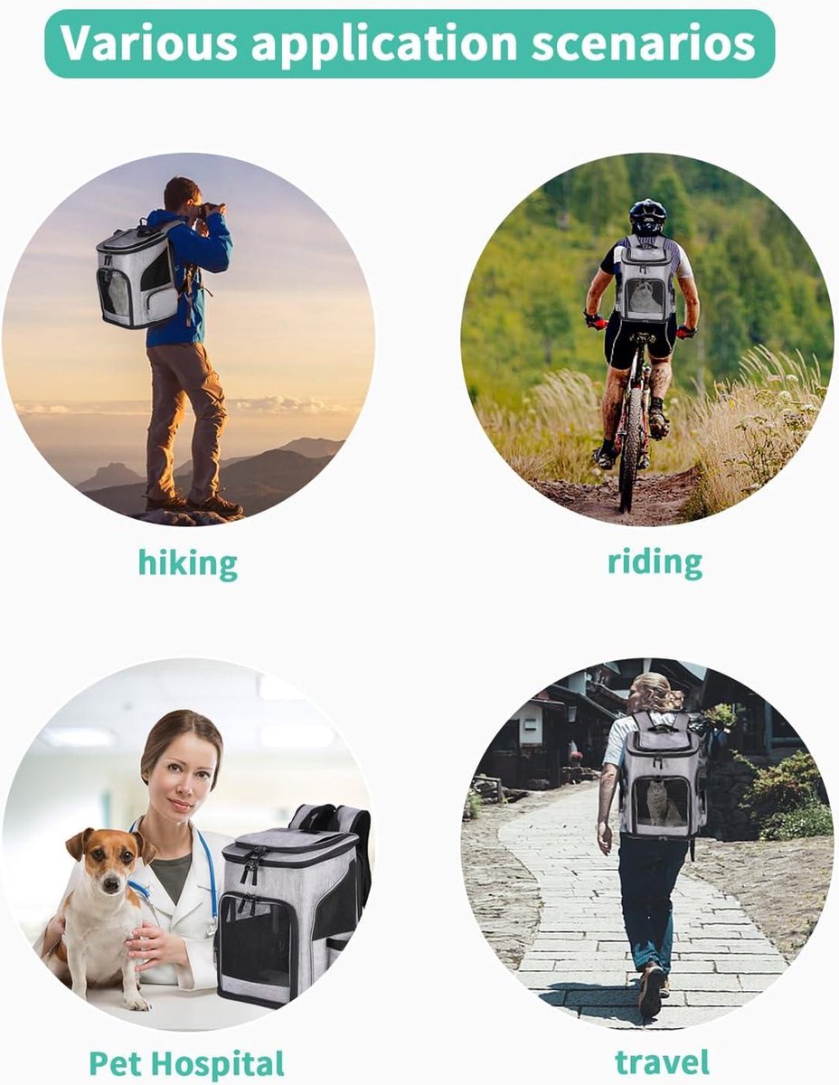 Expandable Dog Backpack for Large Cats and Dogs - Foldable Pet Backpack up to 10 kg - Breathable Cat Bag Dog Bag with Expandable Backpacks - Suitable for Small and Medium Animals