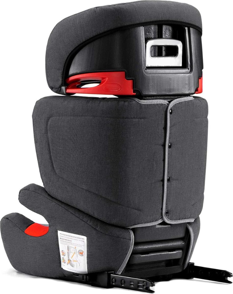 Car seat booster - Booster seat with Isofix - Adjustable Headrest for Toddlers - Group 2/3 - 15-36 kg - up to 12 years - Black/Grey