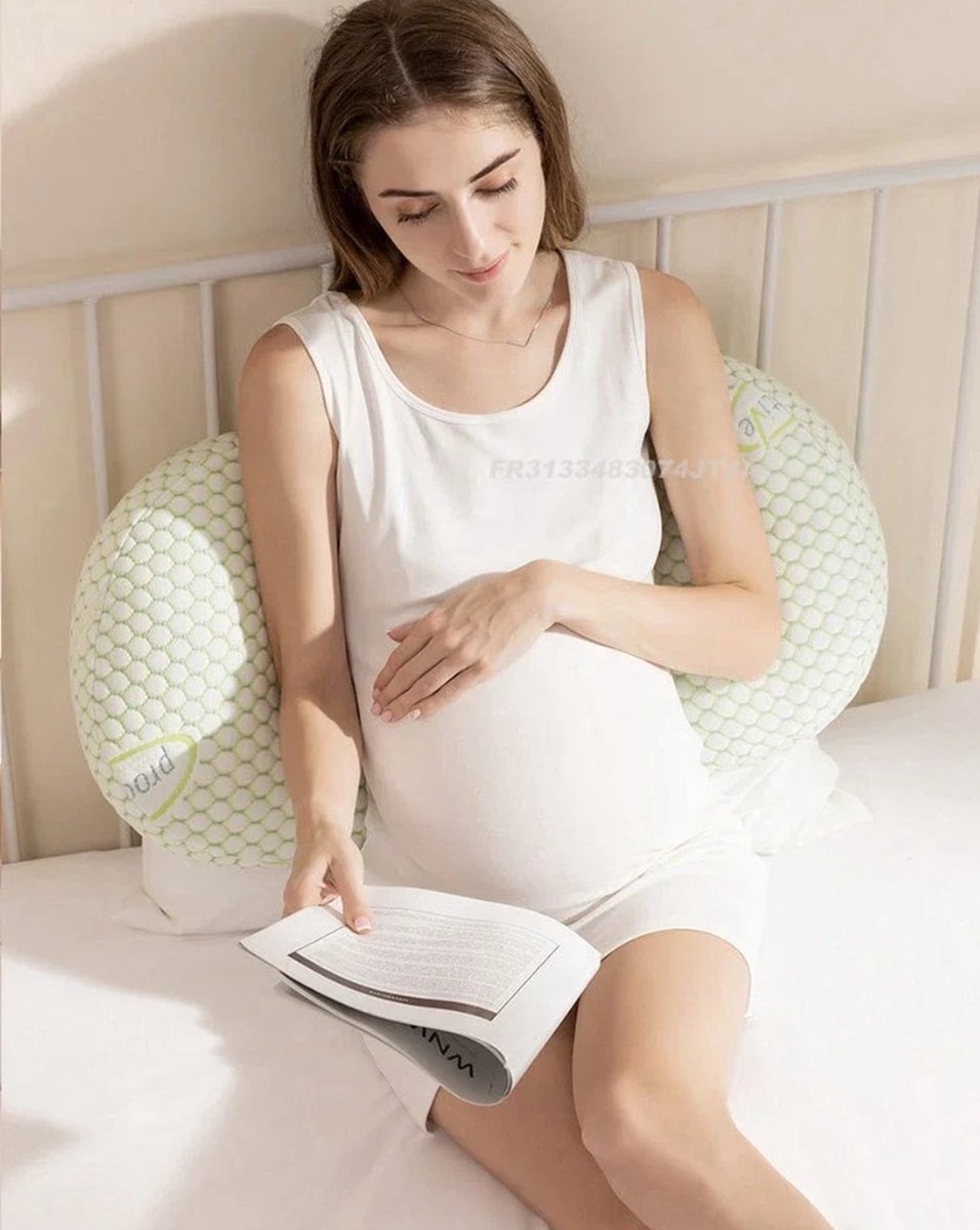 Pregnancy pillow - Side sleeping pillow - Belly pillow - Pregnancy - Sleeping - 60x120 - Platinum - Silver white