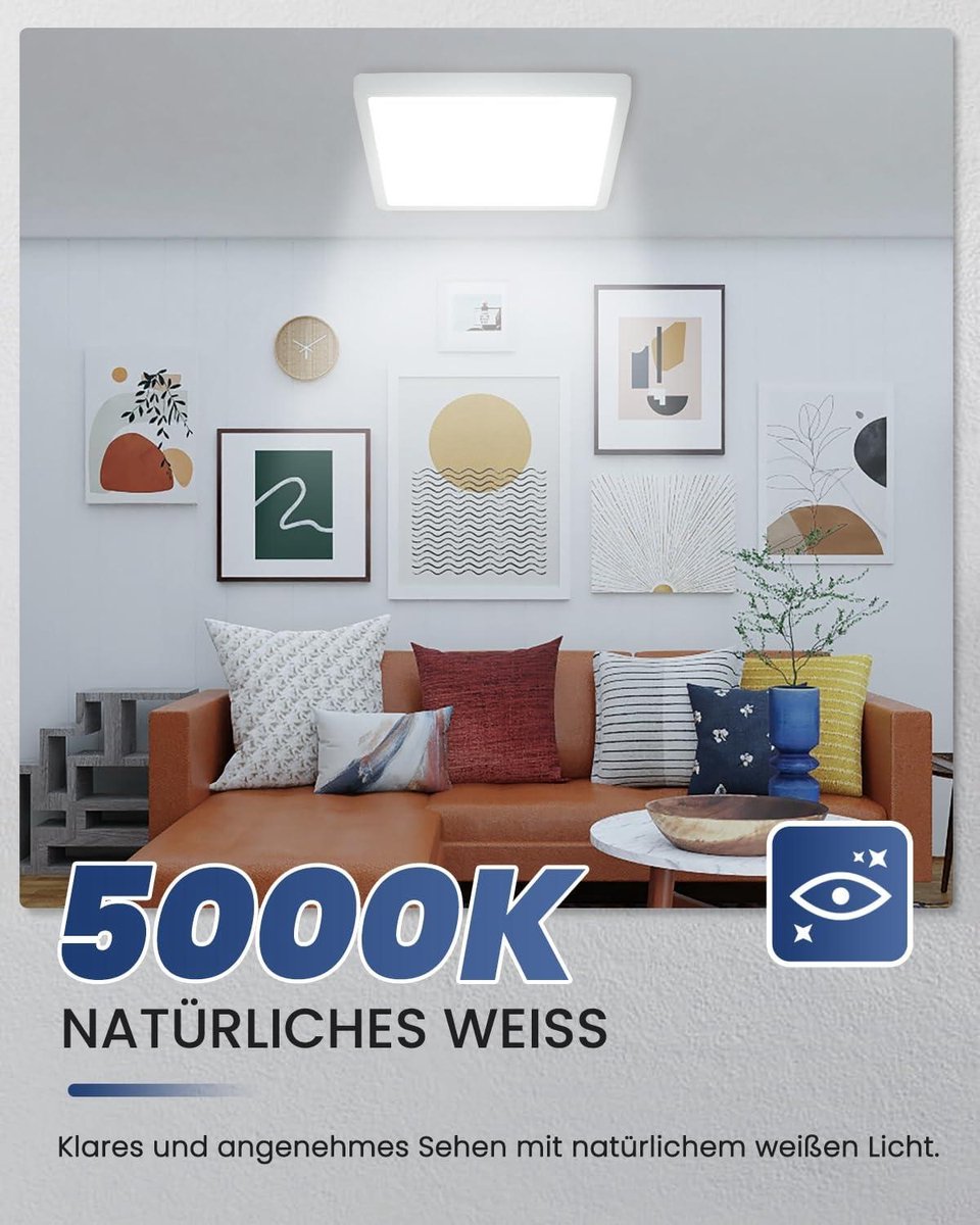 Badkamer Plafondlamp - Plafondlamp Moderne LED 36W 5000K Natuurlijk Wit Ultraslim 25MM - Badkamer Lampen Plafond Woonkamer Slaapkamer - Keuken Kantoor IP44 3866LM Vierkant Wit 30CM
