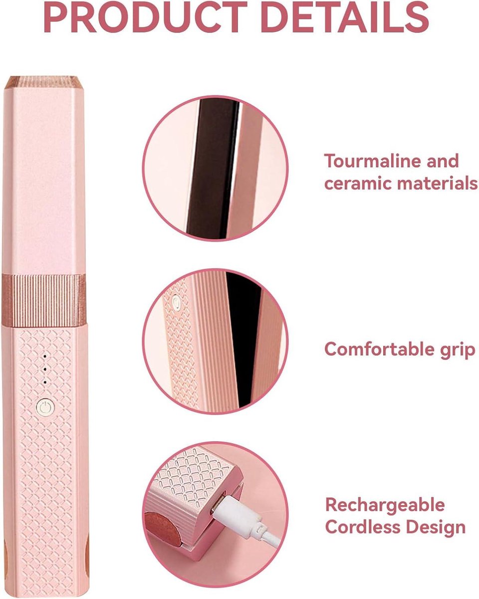 Cordless Hair Straightener Fast Heating - Rollers Hair Curlers Hair Curling Iron - Hot Tools For Girls Women (Pink)