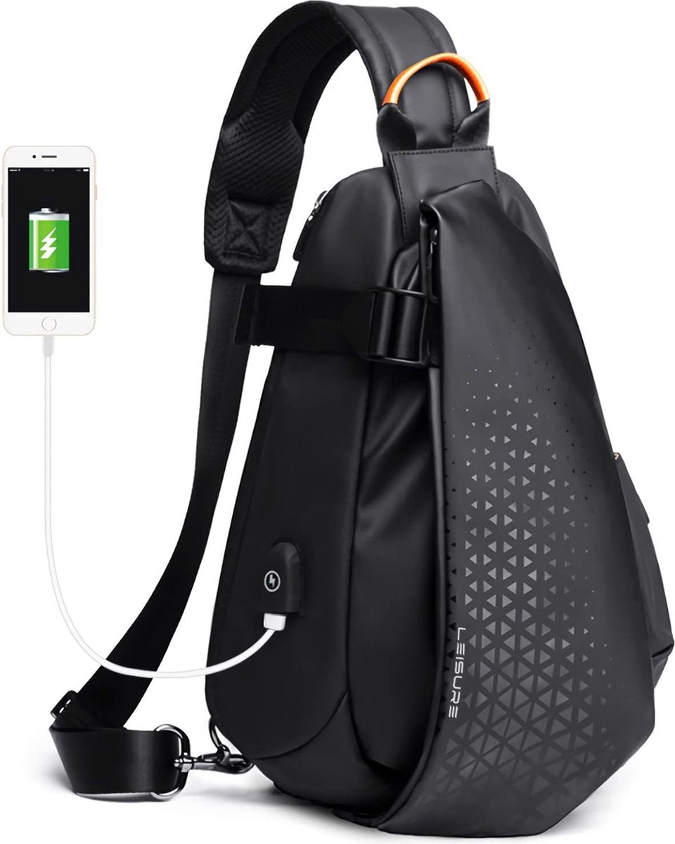Sling Backsuck Sport Outdoor Borstzak Crossbag Schoudertas voor heren Sling Bag Crossbody Rugzak voor Camping Gym Reizen Wandelen, C-zwart (groot)