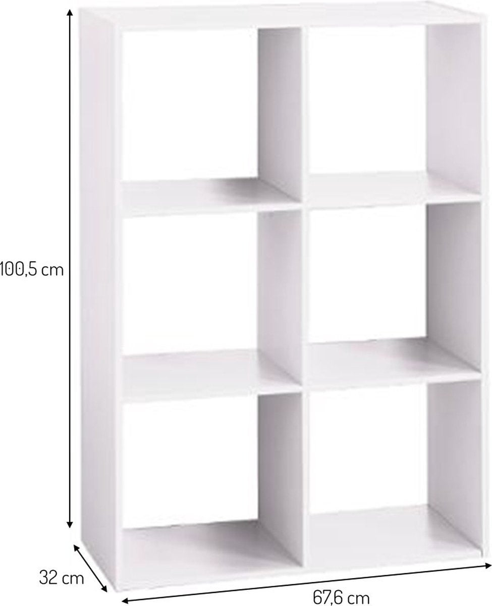 Bookcase Cube Storage Unit 6 Compartments Nina White