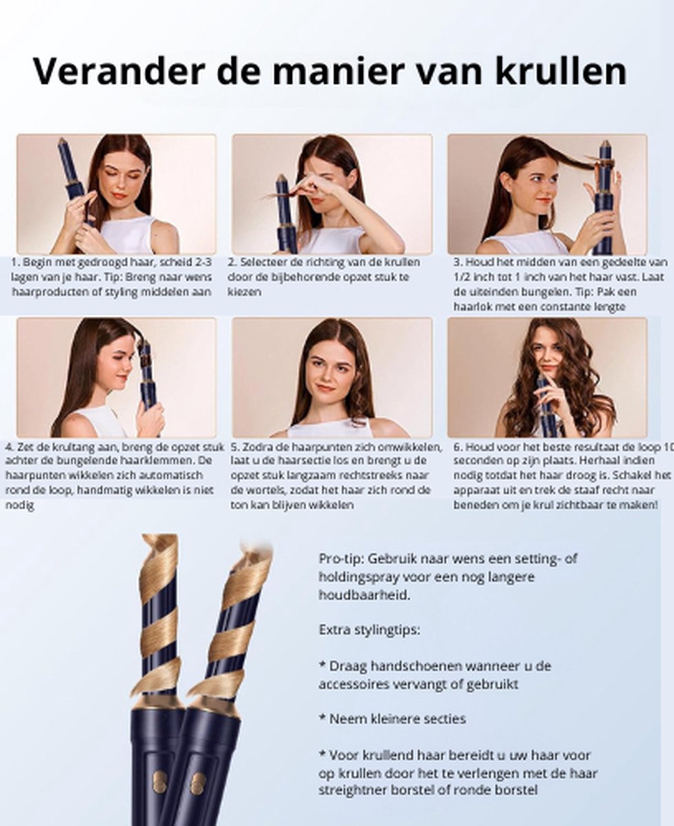 Hot Air Brush Set - 6in1 Air Styler - Hair Dryer with Brush - Blow Dryer Brush - Curling Brush - Straightening Brush - Thermal Brush - Hair Dryer