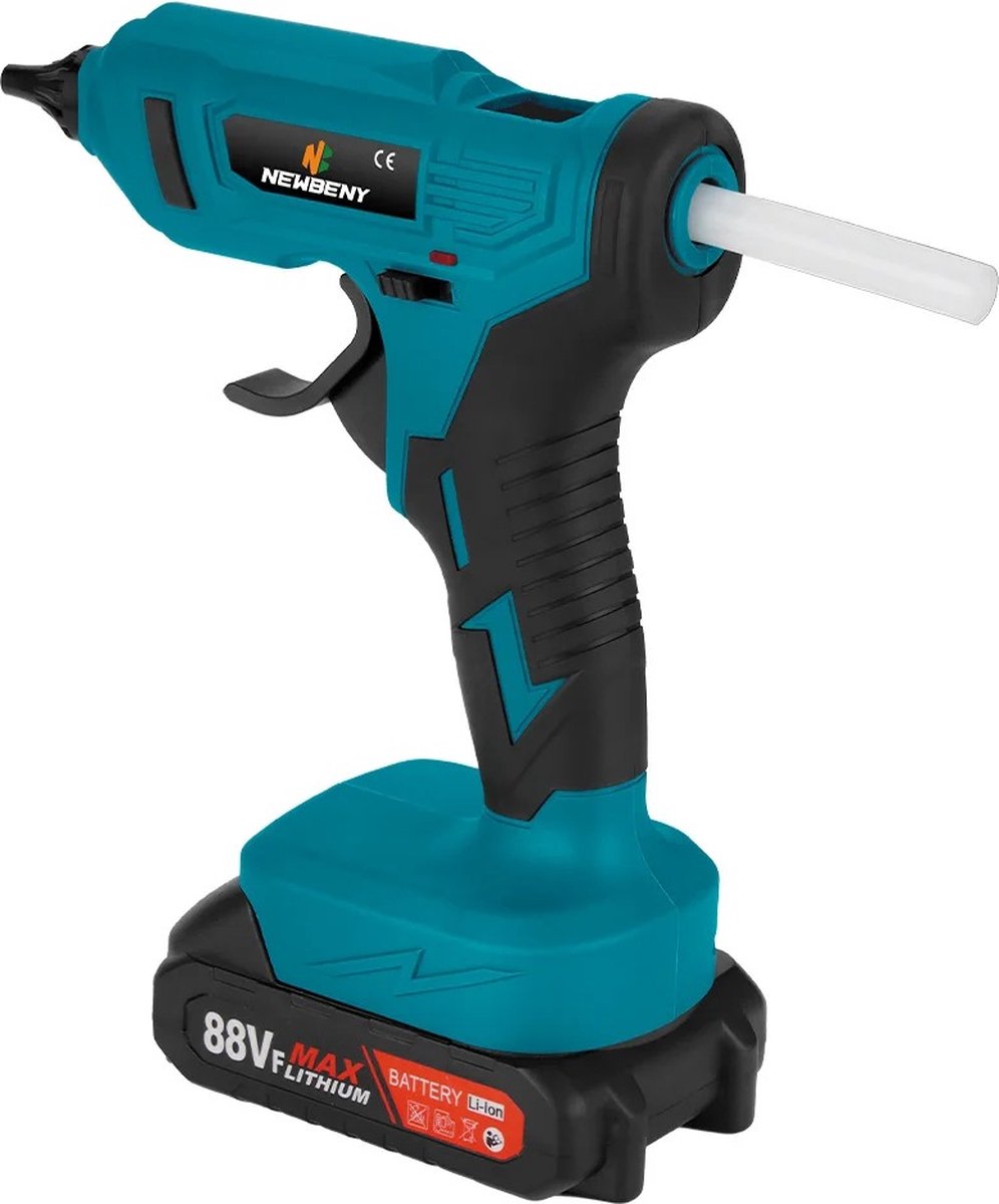 Cordless Hot Glue Gun - Cordless - Includes 2 Batteries - Free 10 Glue Sticks - Suitable for Makita B series 18V Tool Batteries - 100 WATT - Heats Up To 280 Degrees - 11mm Diameter - Blue