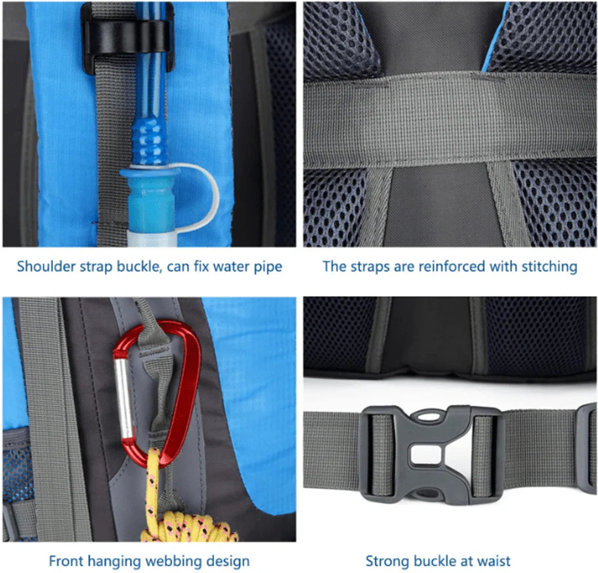 E-Shop4u® - 70L - Backpacks - Rugzak - Wandelrugzak - Kampeerrugzak - Wandelen - Trekking - Rugzak - Zwart - Lichtgewicht - Nylon - Waterbestendig - Duurzaam - Grote - Backpack Organizer