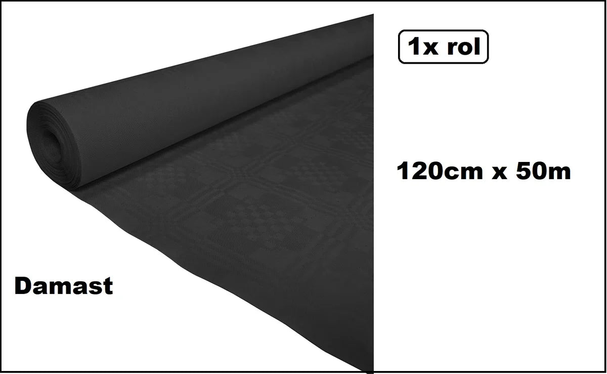 Tafelkleed op rol zwart 120cm x 50meter - Damast Tafel dekken rol gala huwelijk themafeest festival restaurant food