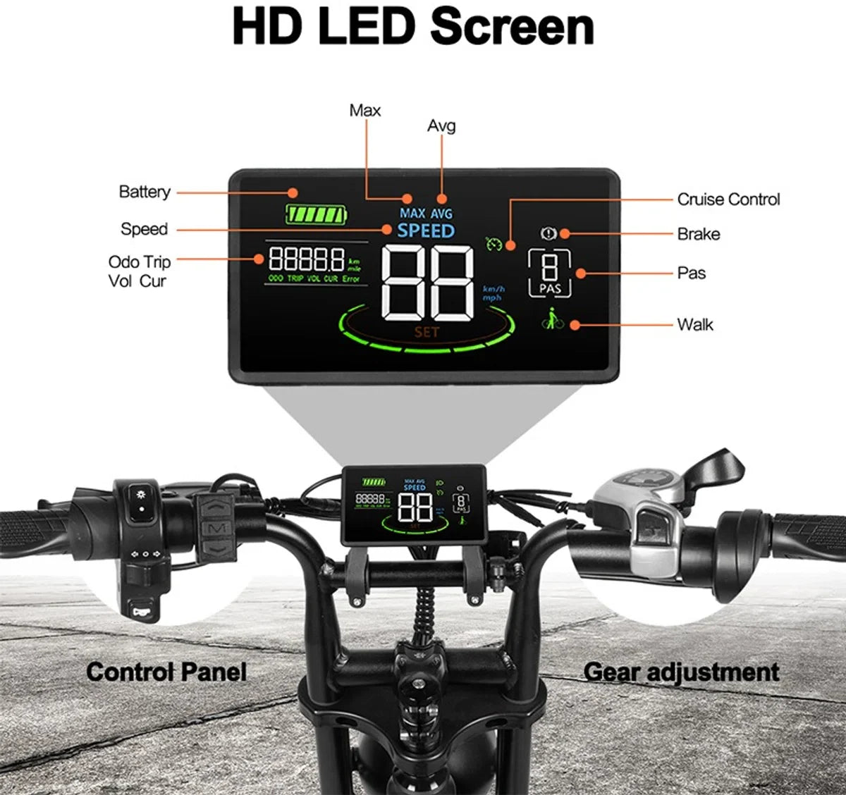 Display fatbike V20 - scherm fatbike V20 - LCD display fatbike V20 - fatbike - V20 - 2024 model