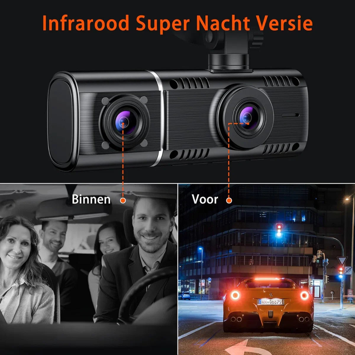 Dual Dashcam - Capture Front and Rear Car Footage - Automatically Secure Insurance Evidence - 1080P Camera - Full HD - With SD Card