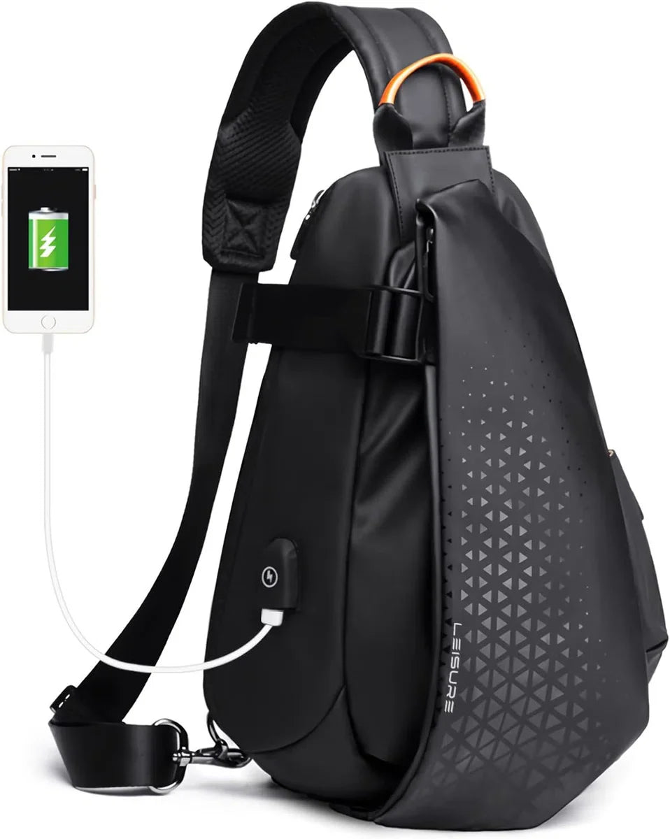 Sling Backsuck Sport Outdoor Borstzak Crossbag Schoudertas voor heren Sling Bag Crossbody Rugzak voor Camping Gym Reizen Wandelen, C-zwart (groot)