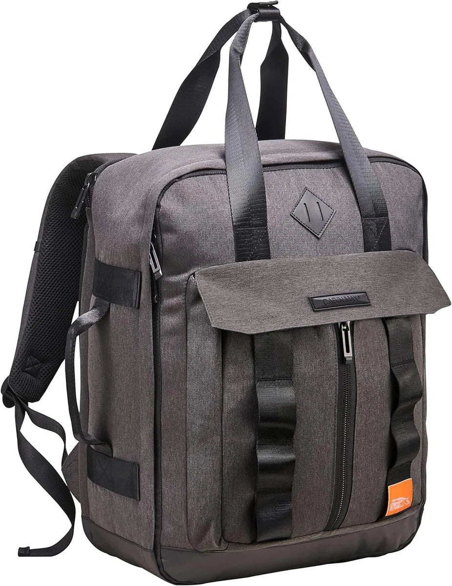 Travel backpack 45x36x20 cm - internal compression system - underseat cabin bag for easyJet - recycled polyester - grey