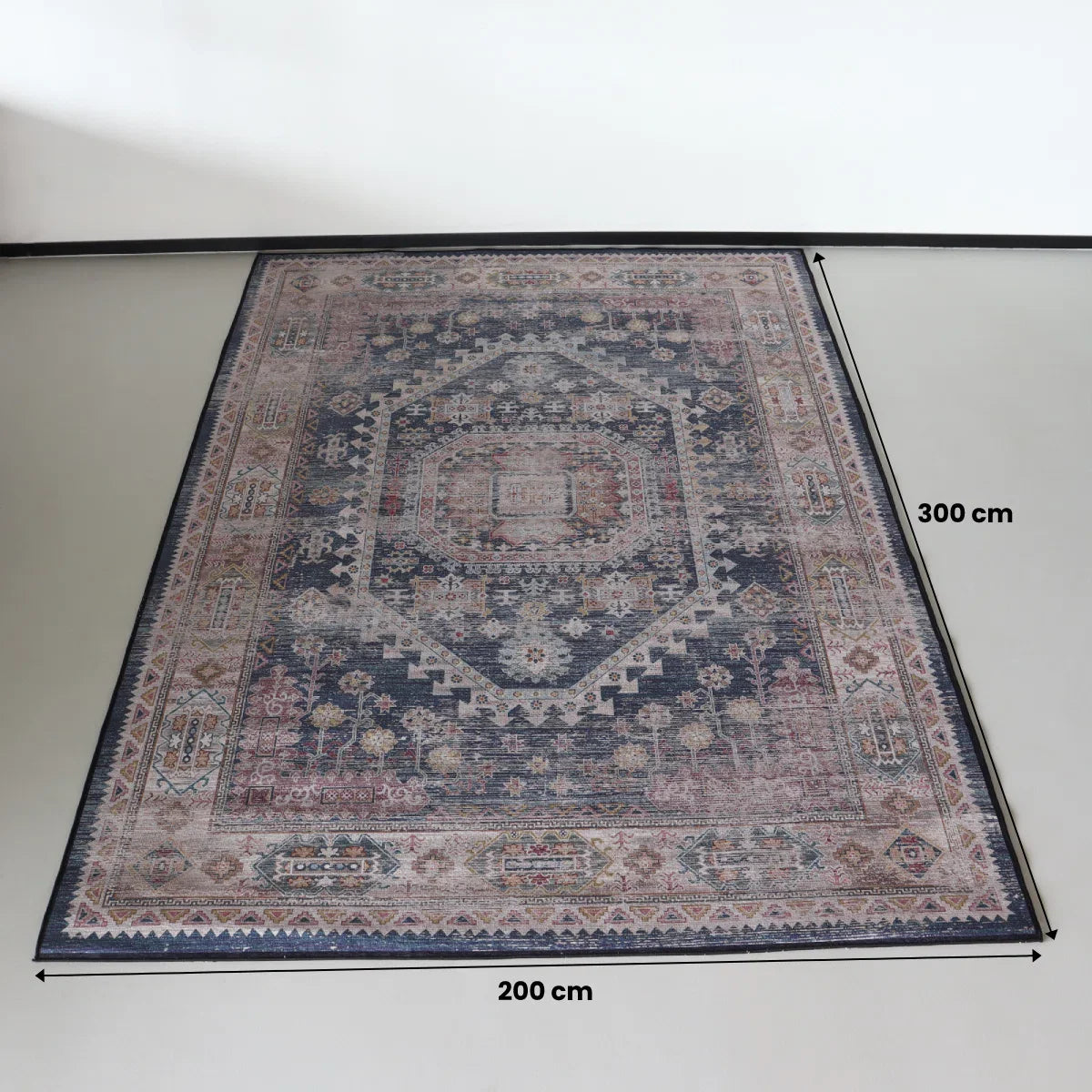 Vintage vloerkleed 200x300cm rood blauw Perzisch oosters tapijt