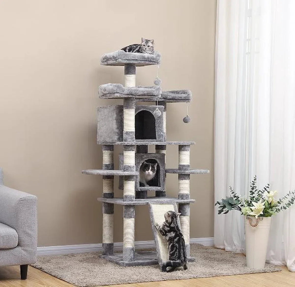 MIRA Home - Scratching Post - Cat House - Cat Tree - Cat Furniture - Cat Post - 50x50x172