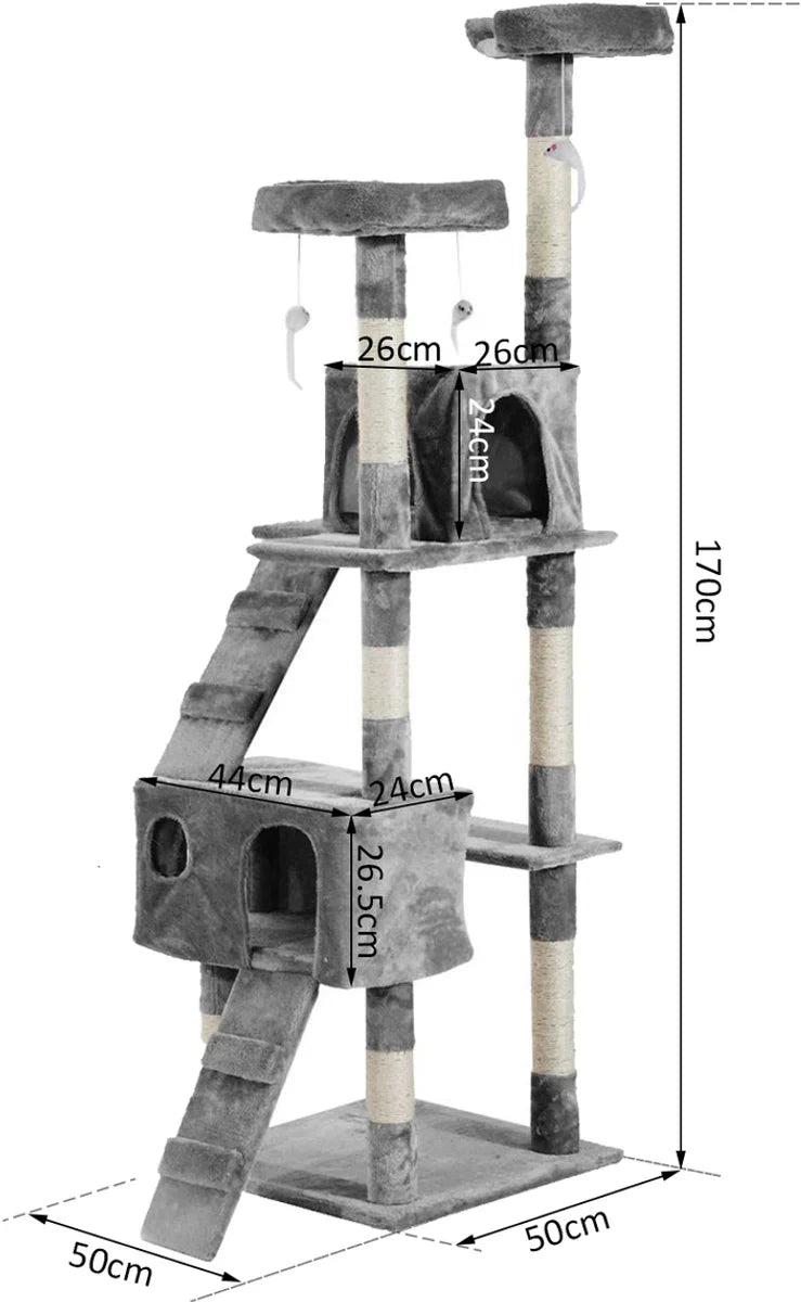 Krabpaal - Kattenkrabpaal - Krabpaal voor katten - Katten - 170 cm - Beige/Grijs
