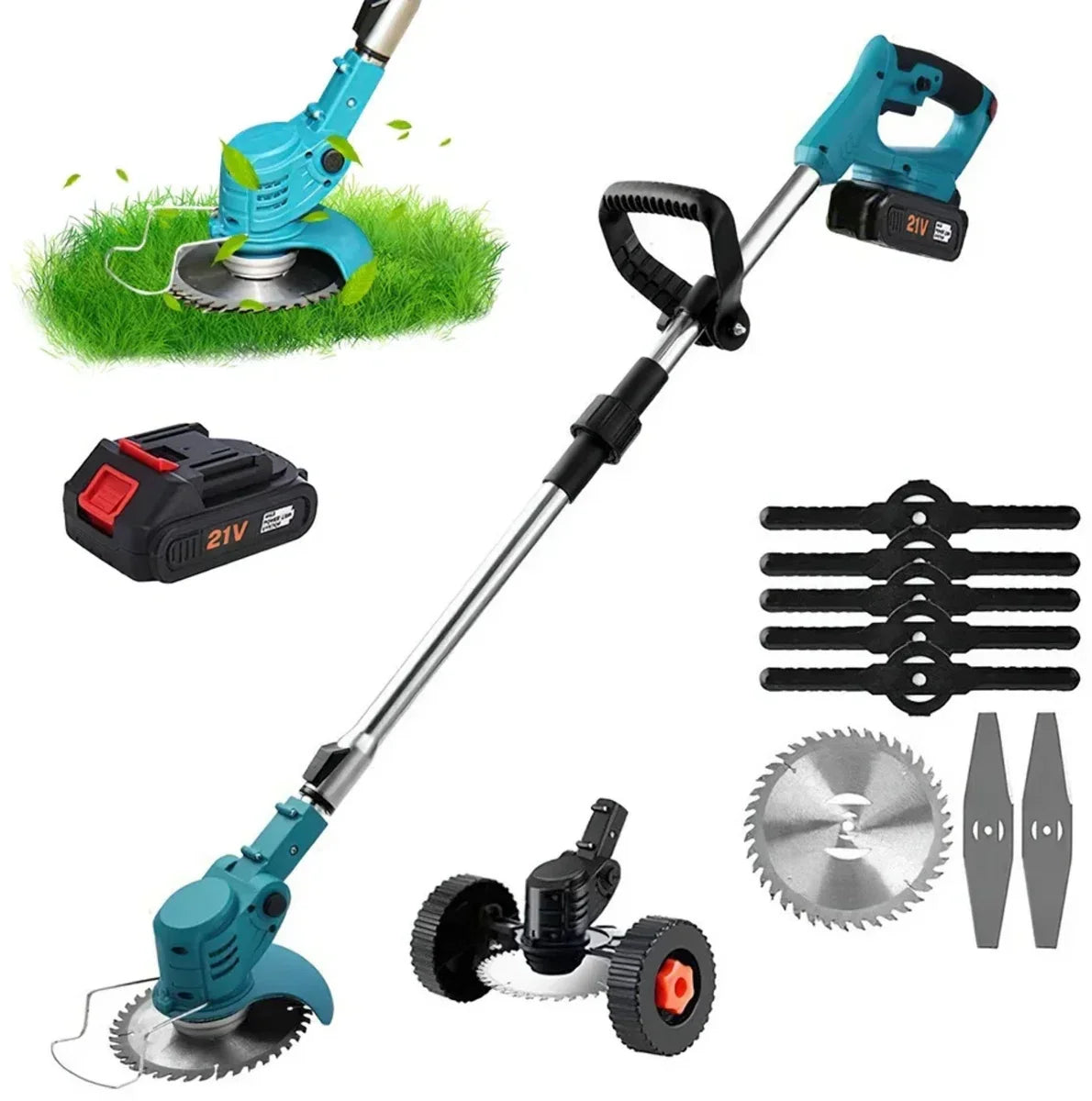 Accu bosmaaier - Grasmaaier voor kleine en middelgrote tuin - 380W - 15cm maaibreedte - Verstelbare maaihoogte