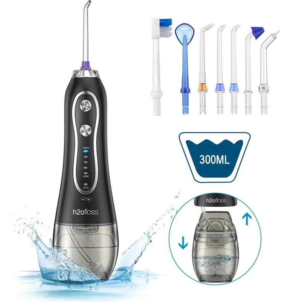 Draadloze Orale Irrigatie met 5 Modi, Draagbare Elektrische Waterflosser voor Tandreiniging, Mondhygiëne, Gezond Gebit en Frisse Adem