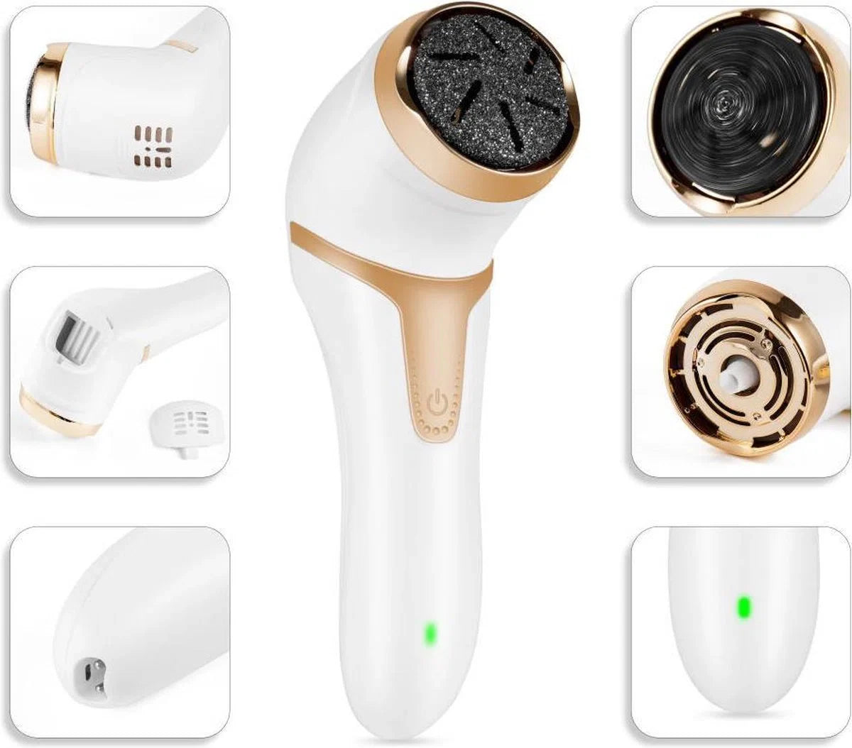 Elektrische Eeltverwijderaar - Dode Huidverwijderaar - Eeltvijl - USB Oplaadbaar - Voetvijl - Draadloos - Waterdicht - Pedicure en Voetverzorging - Wit/Zilver