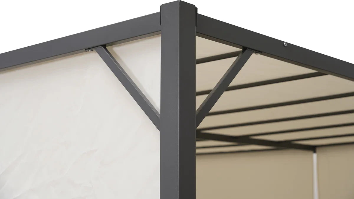 MaxxGarden Pergola - Partytent - Tuinpaviljoen met één gesloten zijkant - 3x3x2,3 m - Crème