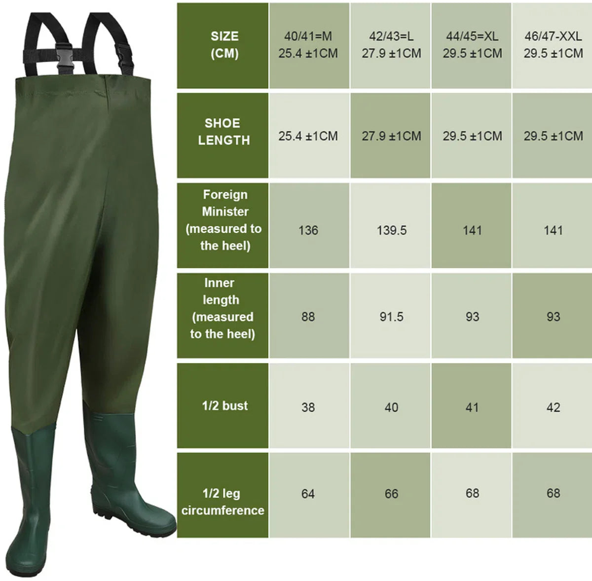 Wader - Waadbroek - Visserspak - Regenpak - 100% Waterdicht - Schoenmaat 40/41 M