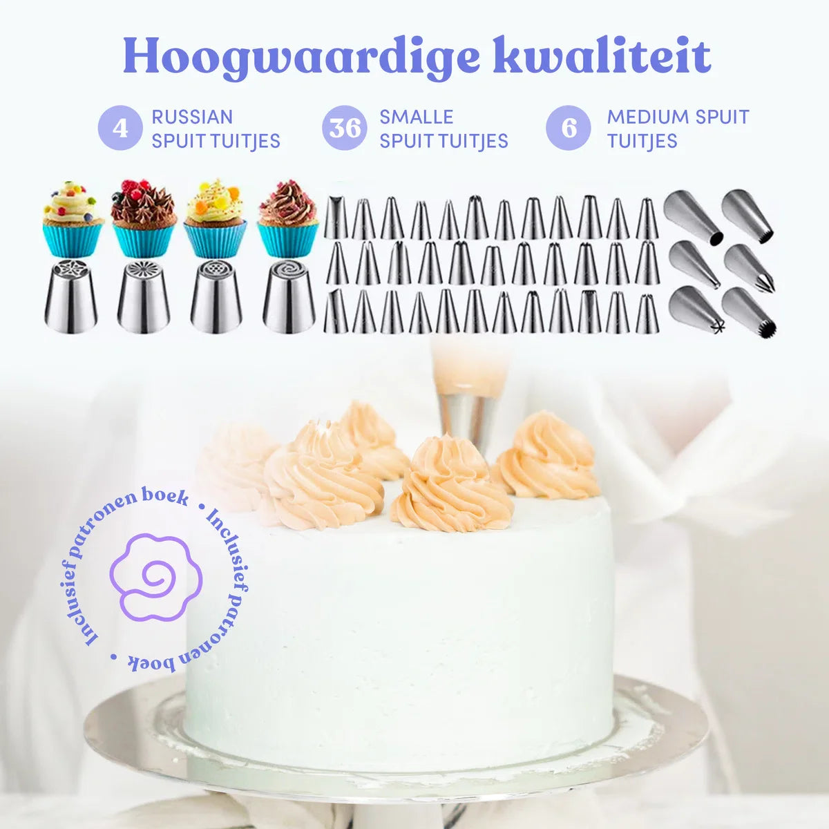 Cake Decorating Baking Set - 407 Pieces - Piping Bag with Nozzles - Cake Stand - Cake Pan - Cake Topper