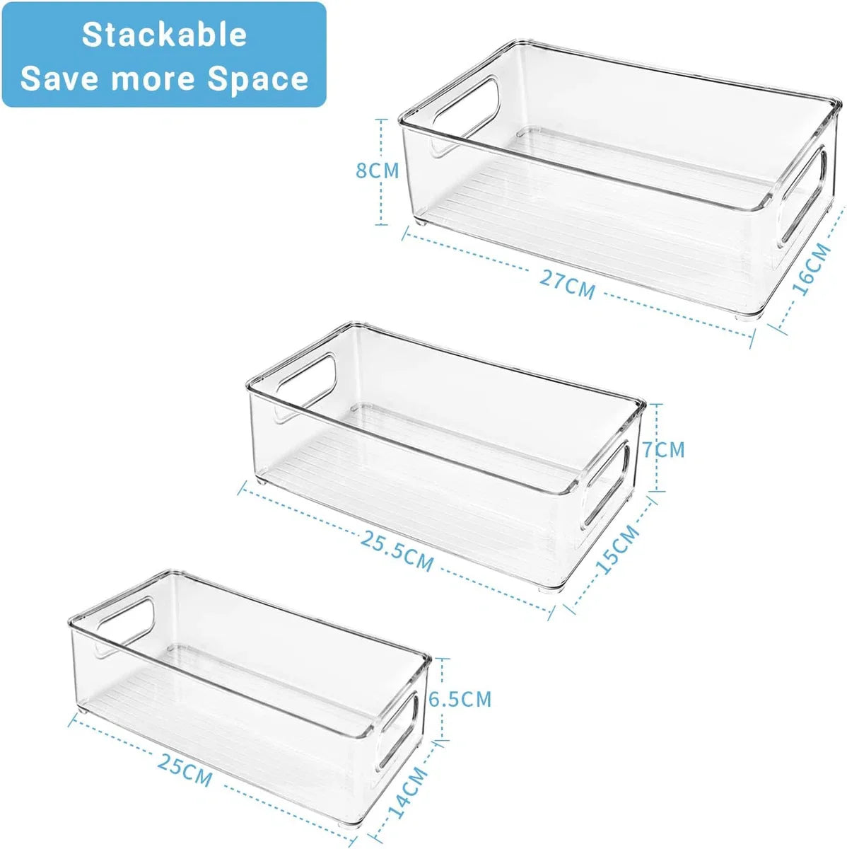 Opbergbakken Bijkeuken (Transparant) - Set Koelkast-organizer, 6 stuks